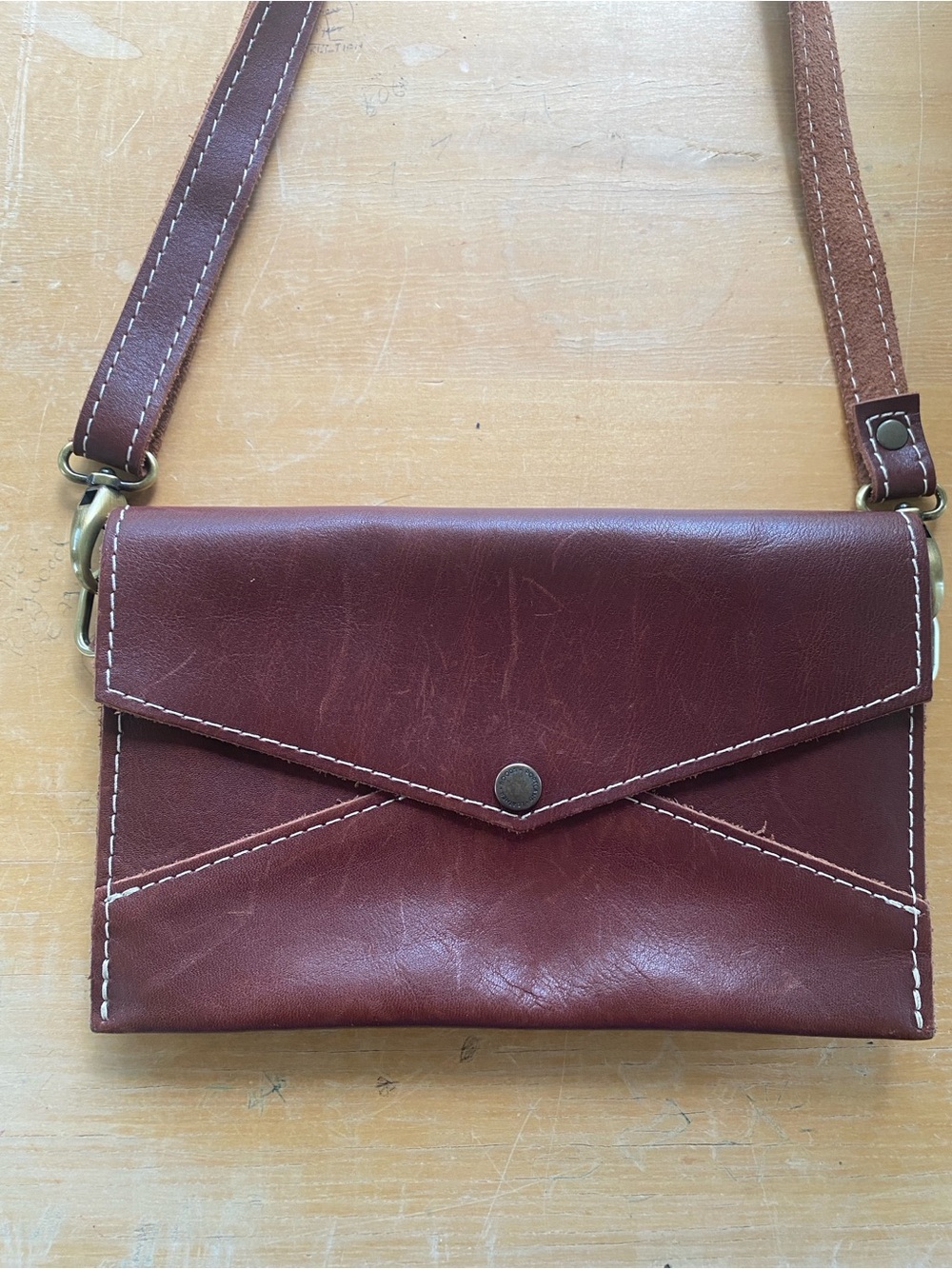 Portland Leather Brown Envelope Crossbody Bag